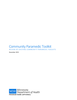 Community Paramedics Toolkit: Review of Existing Community Paramedic Toolkits