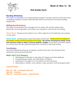 First Grade Facts May 16 - 20