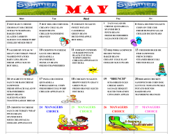 May Lunch Menu