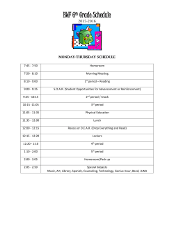 Monday-Thursday Schedule