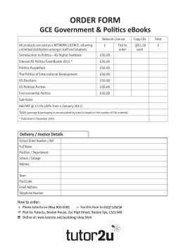 Order this and other A Level Politics resources from tutor2u (download order form)
