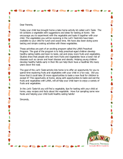 Parent Letter Introducing Let s Taste Kits
