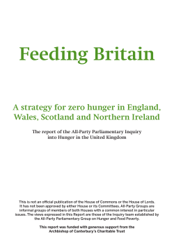 The Report of the All-Party Parliamentary Inquiry into Hunger in the United Kingdom