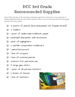 2014 Grade 3 Supplies List