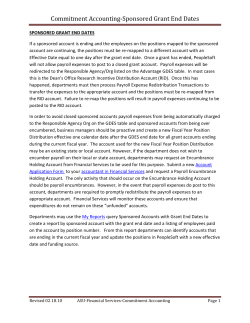 Sponsored Grant End Dates