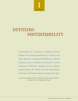 Part One - Defining Sustainability
