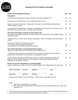 Example of a UK Data Archive Model Consent Form [PDF 151 KB]