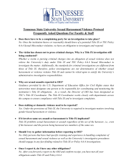 TSU Sexual Harassment/Violence Protocol for Faculty and Staff