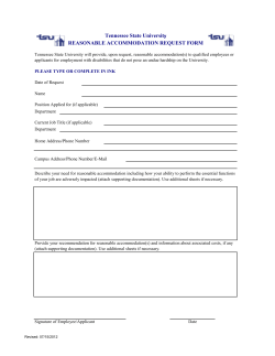 Reasonable Accommodation Form
