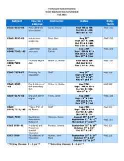 Fall 2015 Weekend Class Schedule