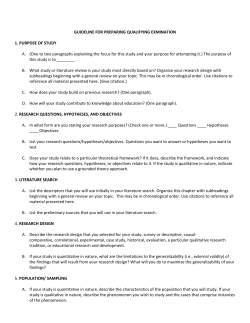 Guidelines for Preparing for the Qualifying Examination