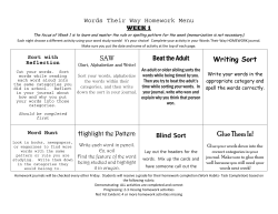 Words Their Way Homework Menu