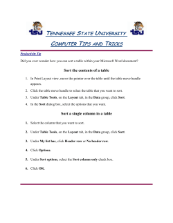 Sorting a Table