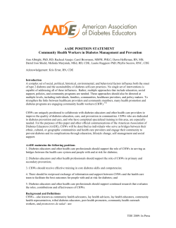 Community Health Workers in Diabetes Management and Prevention (PDF)