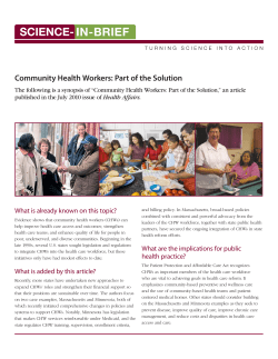 Community Health Workers: Part of the Solution
