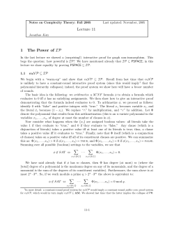 Notes for lecture 11