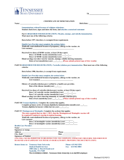 Certificate of Immunization