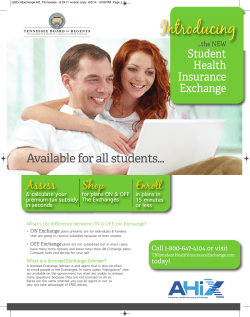 Student Health Insurance Exchange Update