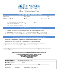 Scholar Tuition Rate Appeal Form