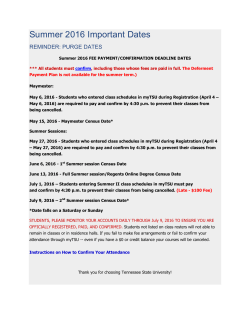 Summer 2016 Important Dates