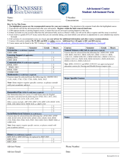 Advisement Center Advising Worksheet
