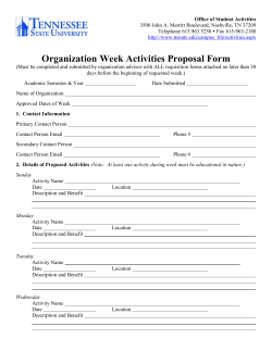 Organization Week Activities Proposal Form