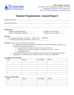 Student Organization Annual Report Form