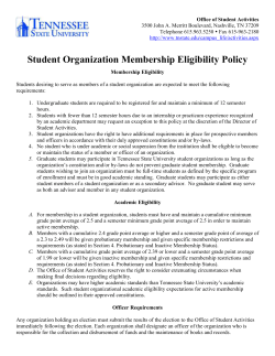 Student Organization Membership Eligibility Policy