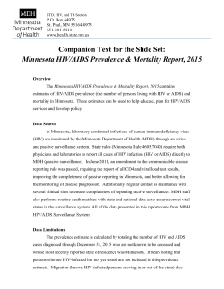 Companion Text for Slide Set: Minnesota HIV/AIDS Prevalence Mortality Report, 2015 (PDF)