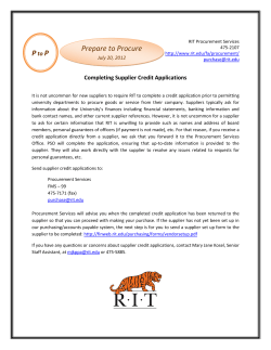 Completeing Supplier Credit Applications - July 20, 2012