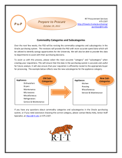 Oracle Categories and Subcategories - October 29, 2012