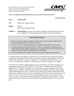 CMS - Nursing Homes - Issuance of Revisions to Interpretive Guidance at Several Tags, as Part of Appendix PP, State Operations Manual (SOM), and Training Materials (PDF)