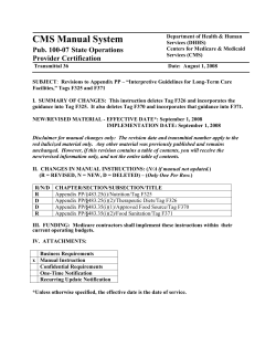 Revisions to Appendix PP "Interpretive Guidelines for Long-Term Care Facilities" Tags 325 (Nutrition) and F371 (Food Sanitation) (PDF: 570KB/ 58 pages)