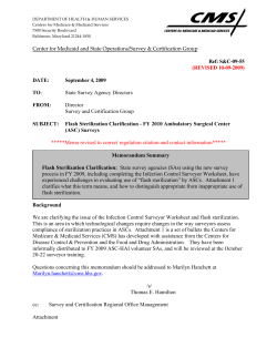 CMS - Flash Sterilization Clarification - FY 2010 Ambulatory Surgical Center (ASC) Surveys (PDF)