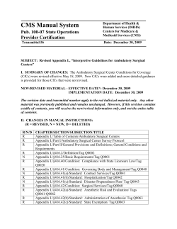 CMS Manual System - Revised Appendix L, Interpretive Guidelines for Ambulatory Surgical Centers