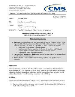 Center for Clinical Standards and Quality/Survey Certification Group - F tag 322 Naso-Gastric Tubes - Revised Advance Copy (PDF)