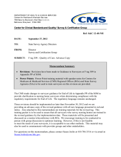 Center for Clinical Standards and Quality/Survey Certification Group: F tag 309 Quality of Care- Advance Copy (PDF)