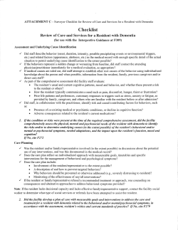 Checklist Review of Care and Services for a Resident with Dementia (PDF: 312KB/2 pages)