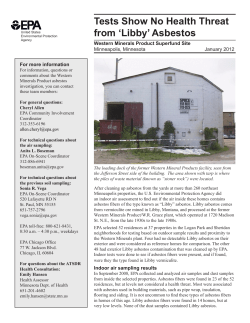 Tests Show No Health Threat from 'Libby' Asbestos. January, 2012 [PDF: 608 KB/2 pages]