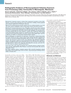 Alexander, B. et al. (2012). Radiographic Evidence of Nonoccupational Asbestos Exposure from Processing Libby Vermiculite in Minneapolis, Minnesota. Environmental Health Perspective, 120(1), 44-49.