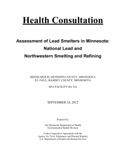 Health Consultation. Assessment of Lead Smelters in Minnesota: National Lead and Northwestern Smelting and Refining, September 2012 (PDF: 734KB/22 pages)