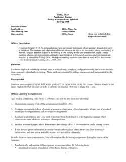 Sample Eng. 1020 Syllabus