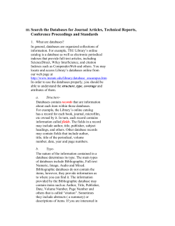 Search Databases for Journal Articles, Technical Reports, Conference Proceedings and Standards