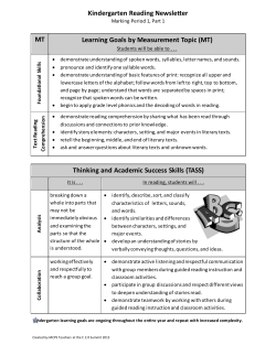 Parent Newsletter Kindergarten Reading
