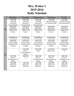 Ms. Welter Schedule