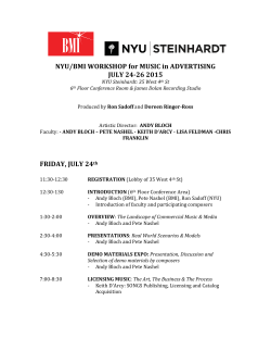 See the 2015 NYU/BMI Music in Advertising Workshop schedule.