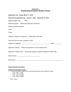 Outstanding Graduate Student Award Application and Student Reference Form