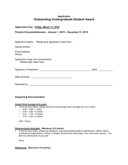 Outstanding Undergraduate Student Application Form and Award Criteria and Student Recommendation Form