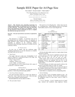 Sample IEEE Paper for A4 Page Size