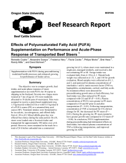 Effects of polyunsaturated fatty acid (PUFA) supplementation on performance and acute-phase response of transported beef steers.